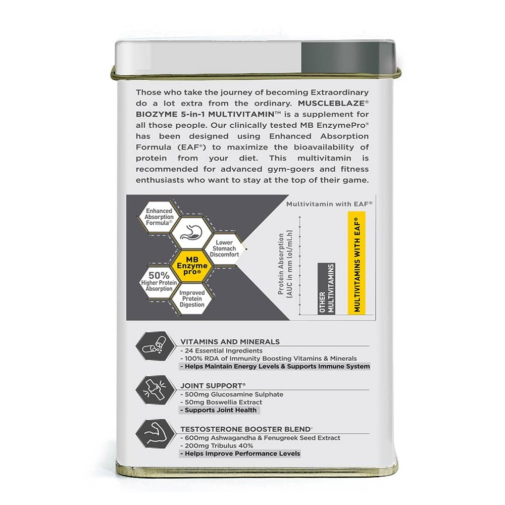 MuscleBlaze Biozyme 5 in 1 Multivitamin Unflavoured • 90 tablet