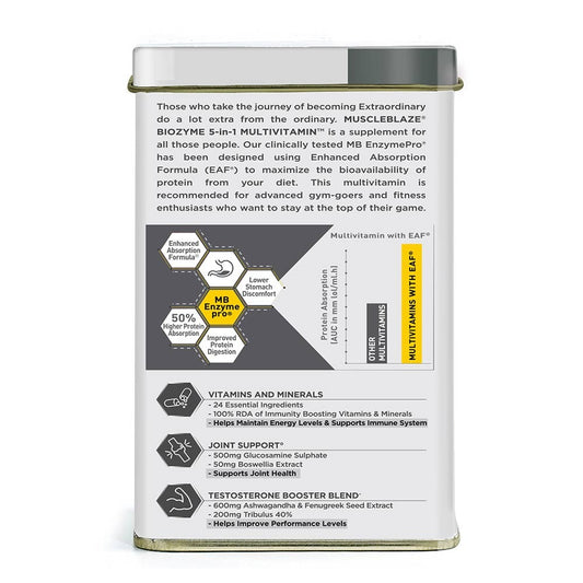 MuscleBlaze Biozyme 5 in 1 Multivitamin Unflavoured • 90 tablet