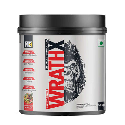 MuscleBlaze WrathX Pre-Workout Powder | 540g, 30 Servings