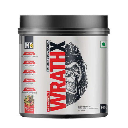 MuscleBlaze WrathX Pre-Workout Powder | 540g, 30 Servings