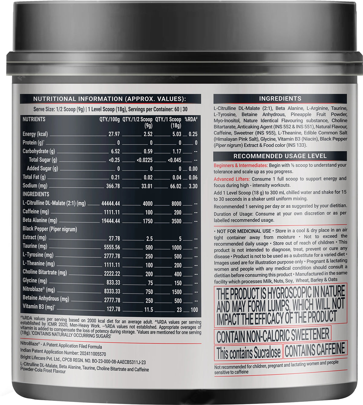 MuscleBlaze WrathX Pre-Workout Powder | 540g, 30 Servings