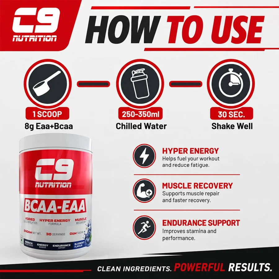 C9 Nutrition BCAA-EAA Blueberry 240g | 30 Servings